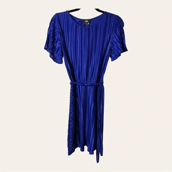 Dkny MINI ACCORDION DRESS ROYAL BLUE IN COLOR SIZE 2 WITH TIE - Picture 3 of 13